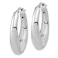 Sterling Silver Silve Rhodium-Plated Polished Hollow Oval Hoop Earrings