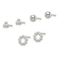 Sterling Silver Beaded And Stud Post Earring Set