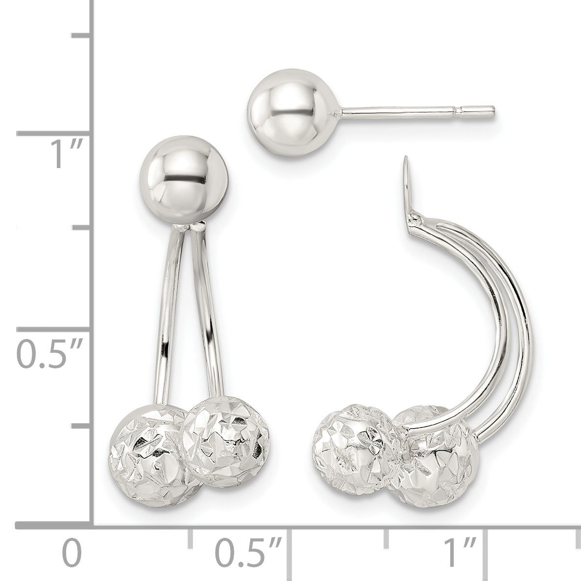 Sterling Silver Textured Ball Jackets And 6mm Post Earrings