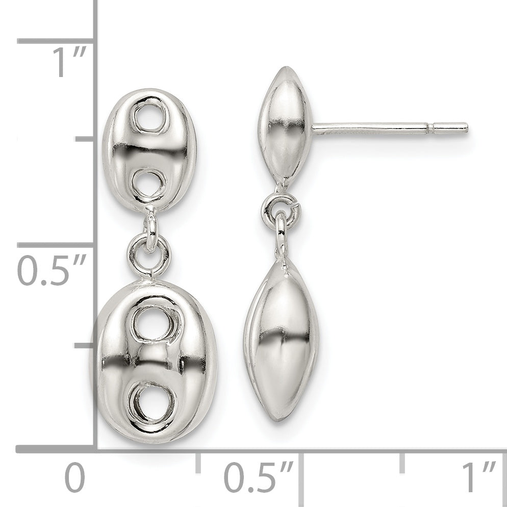 Sterling Silver Polished Oval Dangle Post Earrings