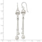 Sterling Silver Polished Beaded Multi-Strand Chain Dangle Earrings