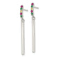 Sterling Silver Red/Green/Yellow Cz Dangle Bar Post Earrings