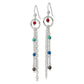 Sterling Silver Polished Multicolor Glass Beads & Chain Dangle Earrings