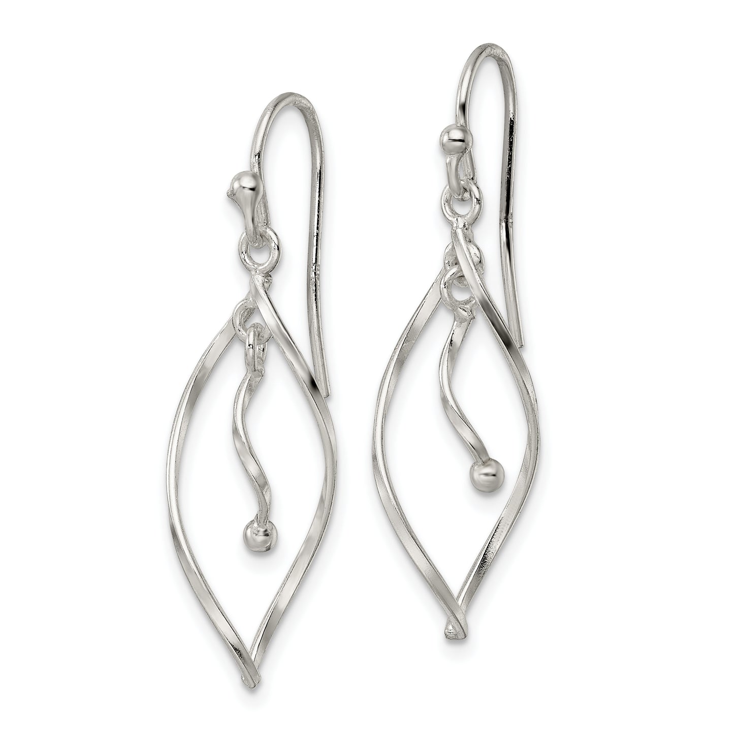 Sterling Silver Polished Twisted Fancy Dangle Earrings