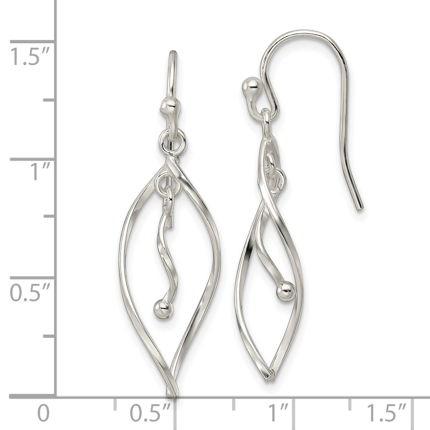 Sterling Silver Polished Twisted Fancy Dangle Earrings