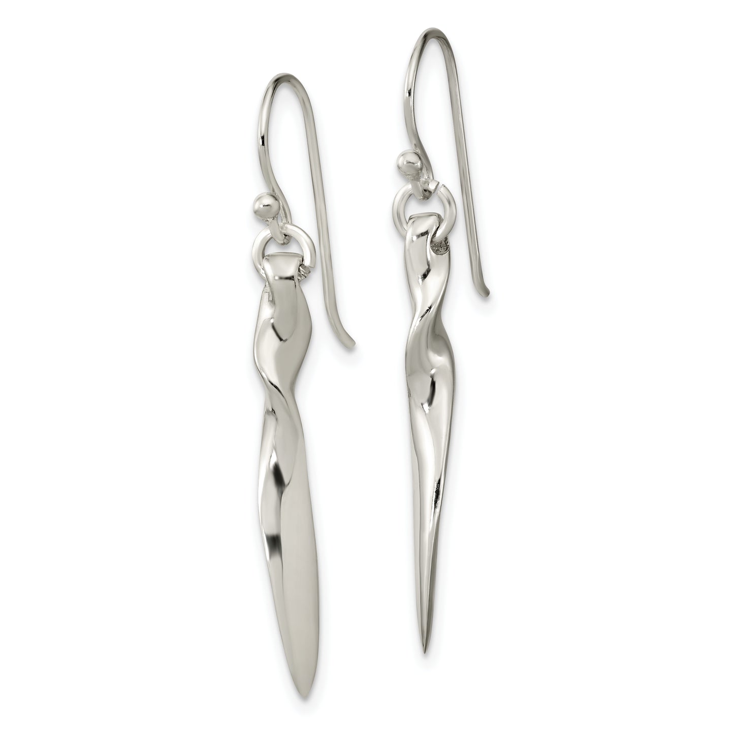 Sterling Silver Polished Twisted Bar Dangle Shephard Hook Earrings