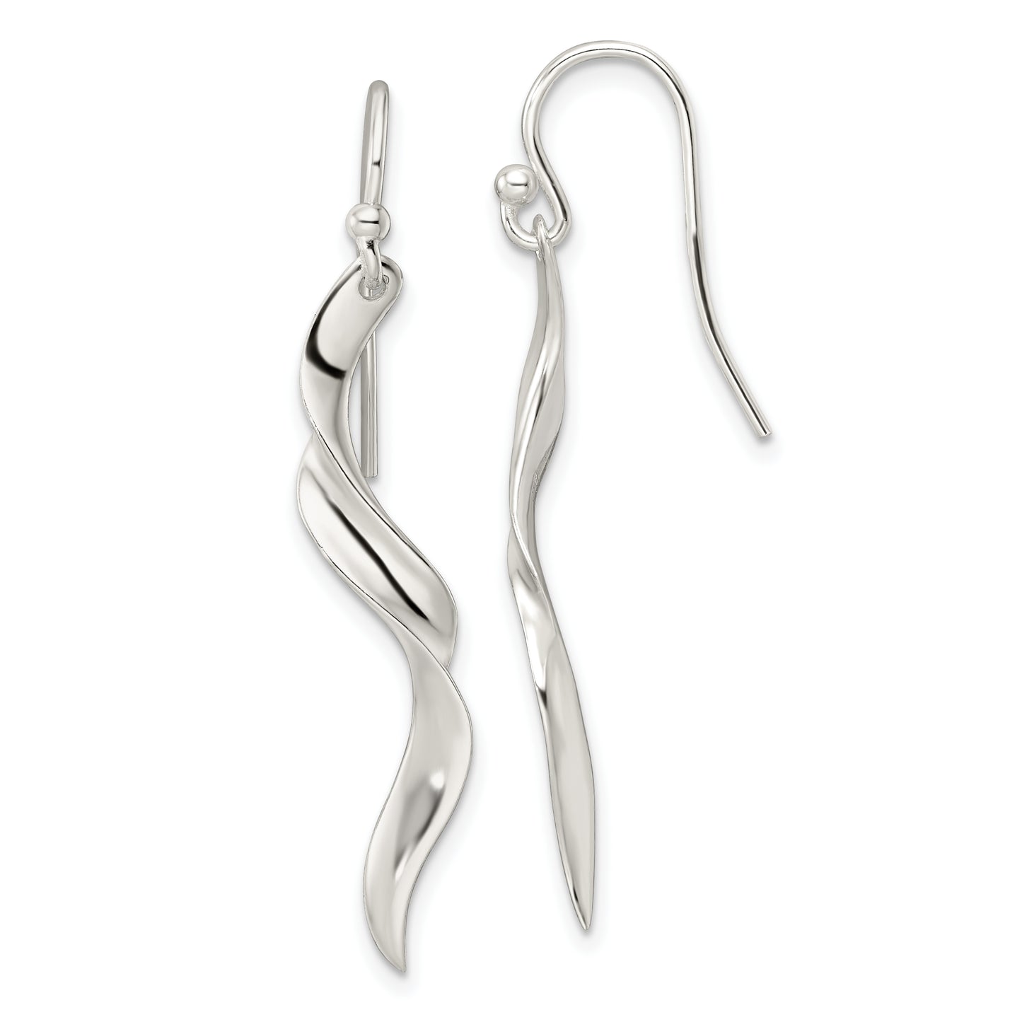 Sterling Silver Polished Twisted Dangle Earrings