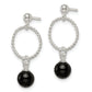 Sterling Silver Polished Onyx In Circle Dangle Post Earrings