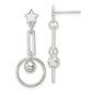 Sterling Silver Polished Star And Circle Post Dangle Earrings