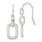 Sterling Silver Polished Rectangle Link Dangle Shepherd Hook Earrings