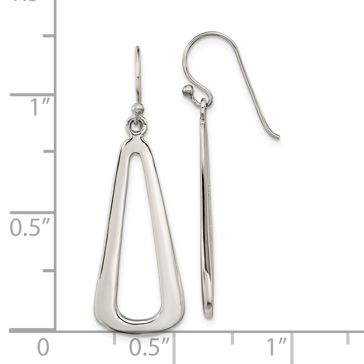 Sterling Silver Polished Teardrop Dangle Shephard Hook Earrings