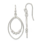 Sterling Silver Polished & Diamond-Cut Beaded Ovals Dangle Earrings