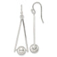 Sterling Silver Polished Triangle & Ball Dangle Shepherd Hook Earrings