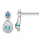 Sterling Silver Polished Blue Cz Teardrop Post Dangle Earrings