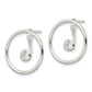 Sterling Silver Polished Slide On Dangle Cz Circle Earrings