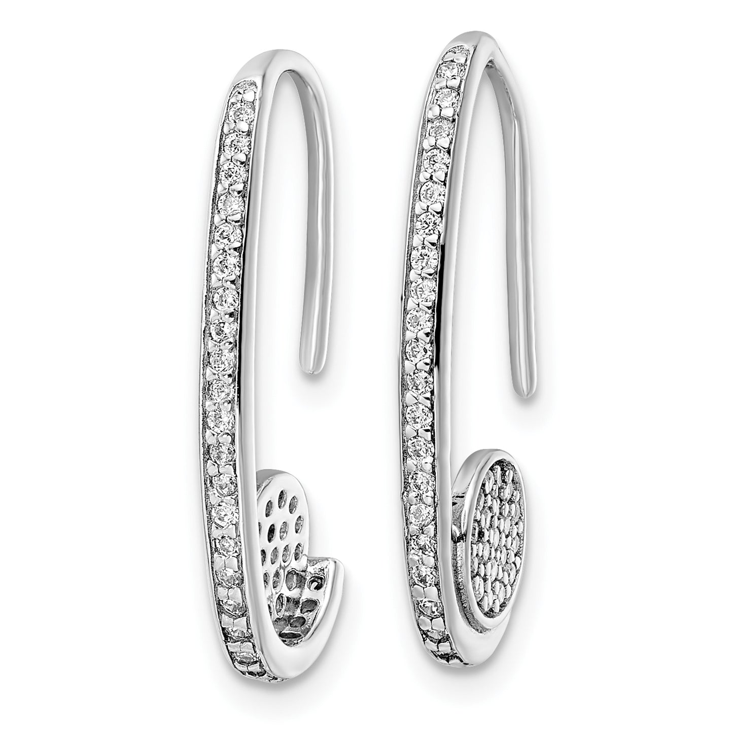 Sterling Silver Rhodium-Plated Polished Cz Dangle Earrings