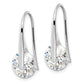 Sterling Silver Rhodium-Plated Polished Round Cz Dangle Earrings