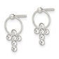 Sterling Silver Polished Cz Cross Circle Post Dangle Earrings