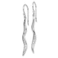 Sterling Silver Rhodium-Plated Polished Cz Wavy Dangle Earrings