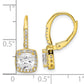 Sterling Silver Gold-Tone Polished Princess Cut Cz Halo Leverback Earrings