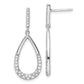 Sterling Silver Rhodium-Plated Polished Cz Teardrop Dangle Post Earrings