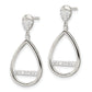 Sterling Silver Polished Teardrop Dangle Cz Post Earrings