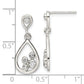 Sterling Silver Polished Cz Teardrop Dangle Post Earrings