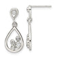 Sterling Silver Polished Cz Teardrop Dangle Post Earrings