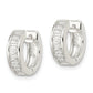 Sterling Silver Polished Baguette Cz Hinged Hoop Earrings