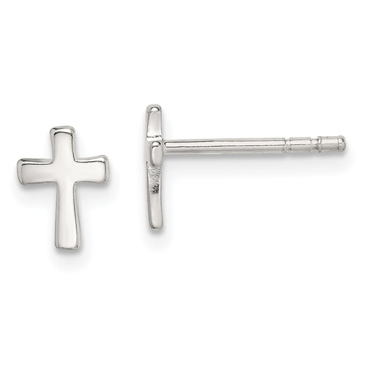 Sterling Silver Polished Latin Cross Post Earrings