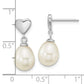 Sterling Silver Rho-Plated 7X9mm White Teardrop Fwc Pearl Dangle Earrings