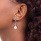 Sterling Silver Rhodium-Plated 7X9mm Teardrop Fwc Pearl Dangle Earrings