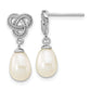 Sterling Silver Rhodium-Plated 6-7mm White Rice Fwc Post Dangle Earrings