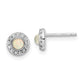 Sterling Silver Rhod-Plated Polished Created Opal & Cz Halo Post Earrings