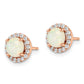 Sterling Silver Rose-Tone Polished Created Opal & Cz Halo Post Earrings