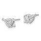 Sterling Silver Rhodium-Plated Cz Double Heart And Arrow Post Earrings