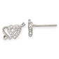 Sterling Silver Rhodium-Plated Cz Double Heart And Arrow Post Earrings