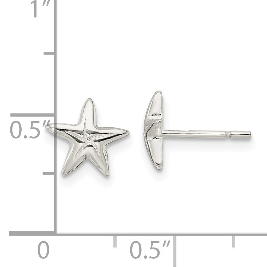 Sterling Silver Polished Starfish Post Earrings