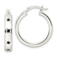 Sterling Silver Polished Black Enamel Star Circle Hoop Earrings