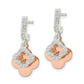 Sterling Silver Rose-Tone Quatrefoil Cz Dangle Post Earrings