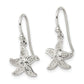 Sterling Silver Textured Cz Center Starfish Shepherd Hook Earrings