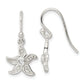 Sterling Silver Textured Cz Center Starfish Shepherd Hook Earrings