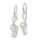 Sterling Silver Polished Treble Clef Dangle Shepherd Hook Earrings