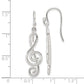 Sterling Silver Polished Treble Clef Dangle Shepherd Hook Earrings