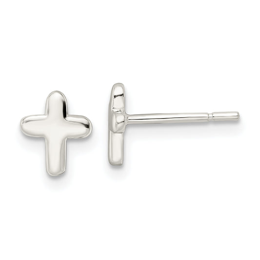 Sterling Silver Polished Latin Cross Post Earrings