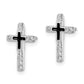 Sterling Silver Rh-Plated Enamel Cz Cross Post Earrings