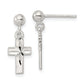 Sterling Silver Polished And D/C Latin Cross Post Dangle Earrings