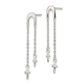 Sterling Silver Polished & D/C Cross Multi-Chain Post Dangle Earrings