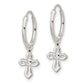 Sterling Silver Polished Cz Passion Cross Dangle Endless Hoop Earrings