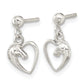 Sterling Silver Rhodium-Plated Open Heart Horse Head Dangle Earrings